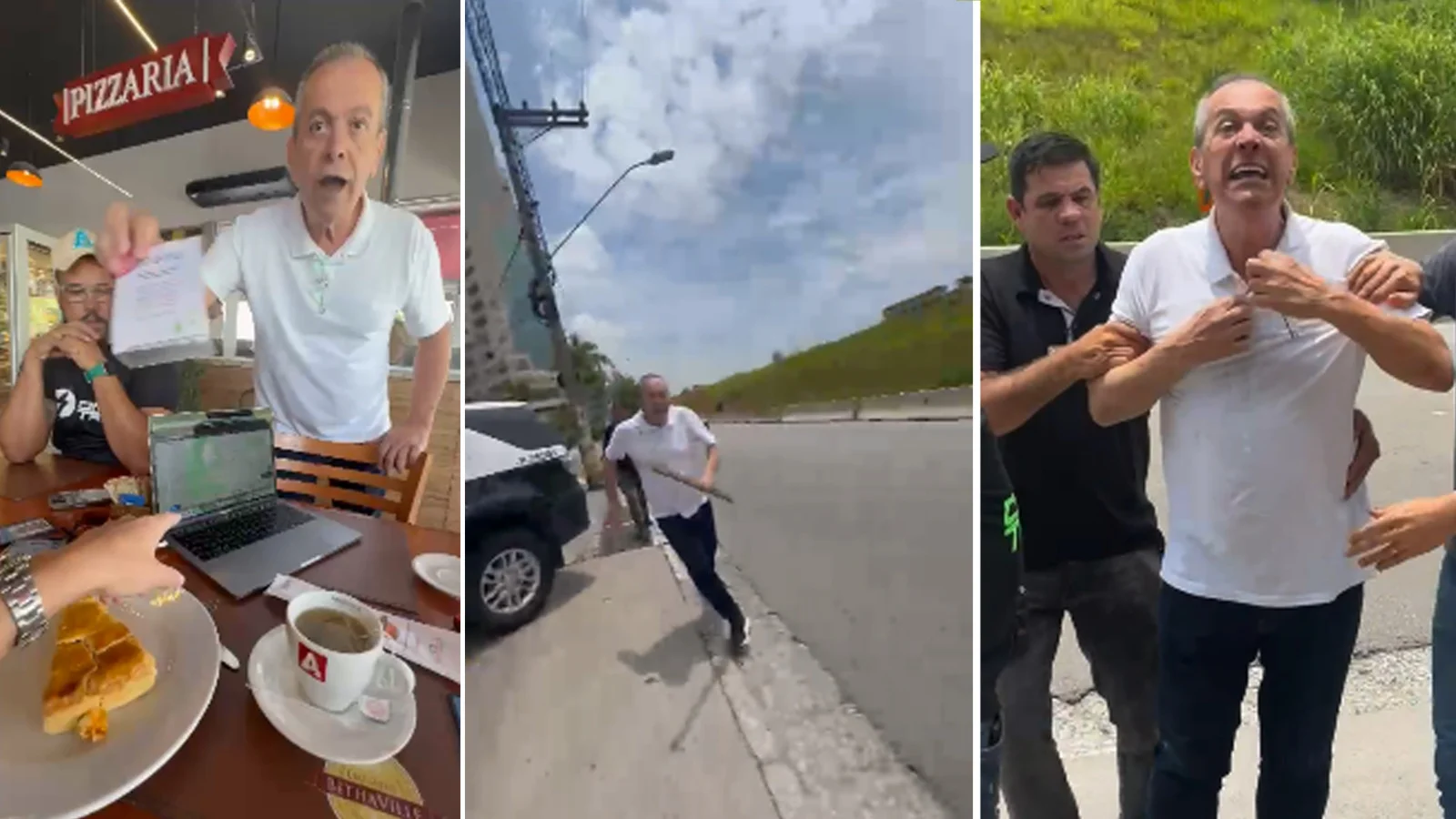 Dono de padaria agride clientes com pedaço de madeira. Dono de padaria agride clientes com pedaço de madeira.