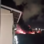 Incêndio de grande proporção atinge 19 ônibus da empresa Vitoria.