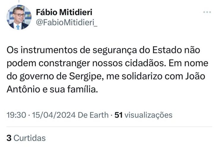 Fábio Mitidieri suspende o uso de reconhecimento facial no estado