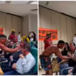 Povo Indígena protesta esfregando tinta na face de empresários