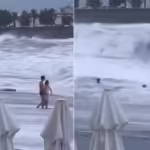 Casal é arrastado por ondas enquanto faziam caminhada à beira-mar: mulher continua desaparecida