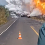 Um caminhão-tanque explodiu e três jornalistas ficaram feridos