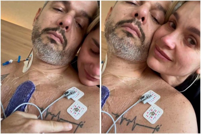 Flávia Alessandra comemora um mês da cirurgia cardíaca de Otaviano Costa