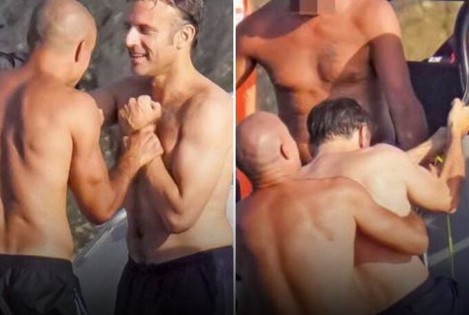 Viralizou vídeo de Emmanuel Macron beijando homem em barco 