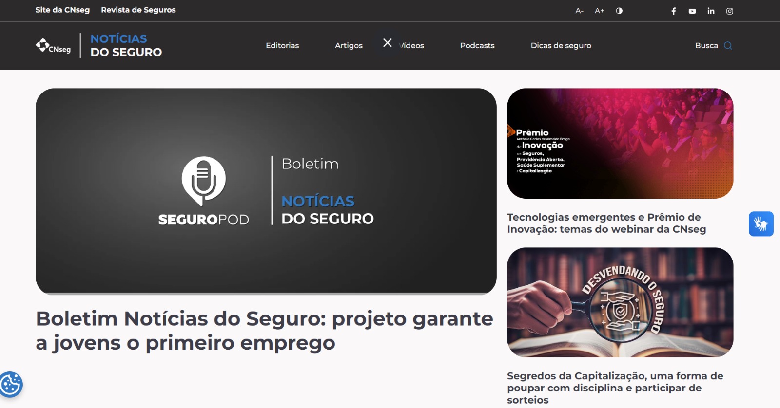 Site Notícias do Seguro, da CNseg, completa um ano