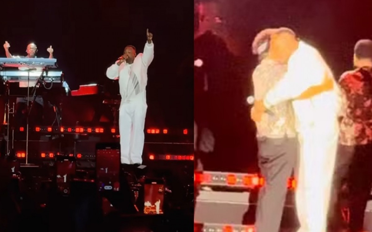 Bruno Mars leva Thiaguinho para cantar com ele em show de São Paulo