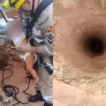Bebê cai em buraco de 2,5 de fundura e é resgatado com vida