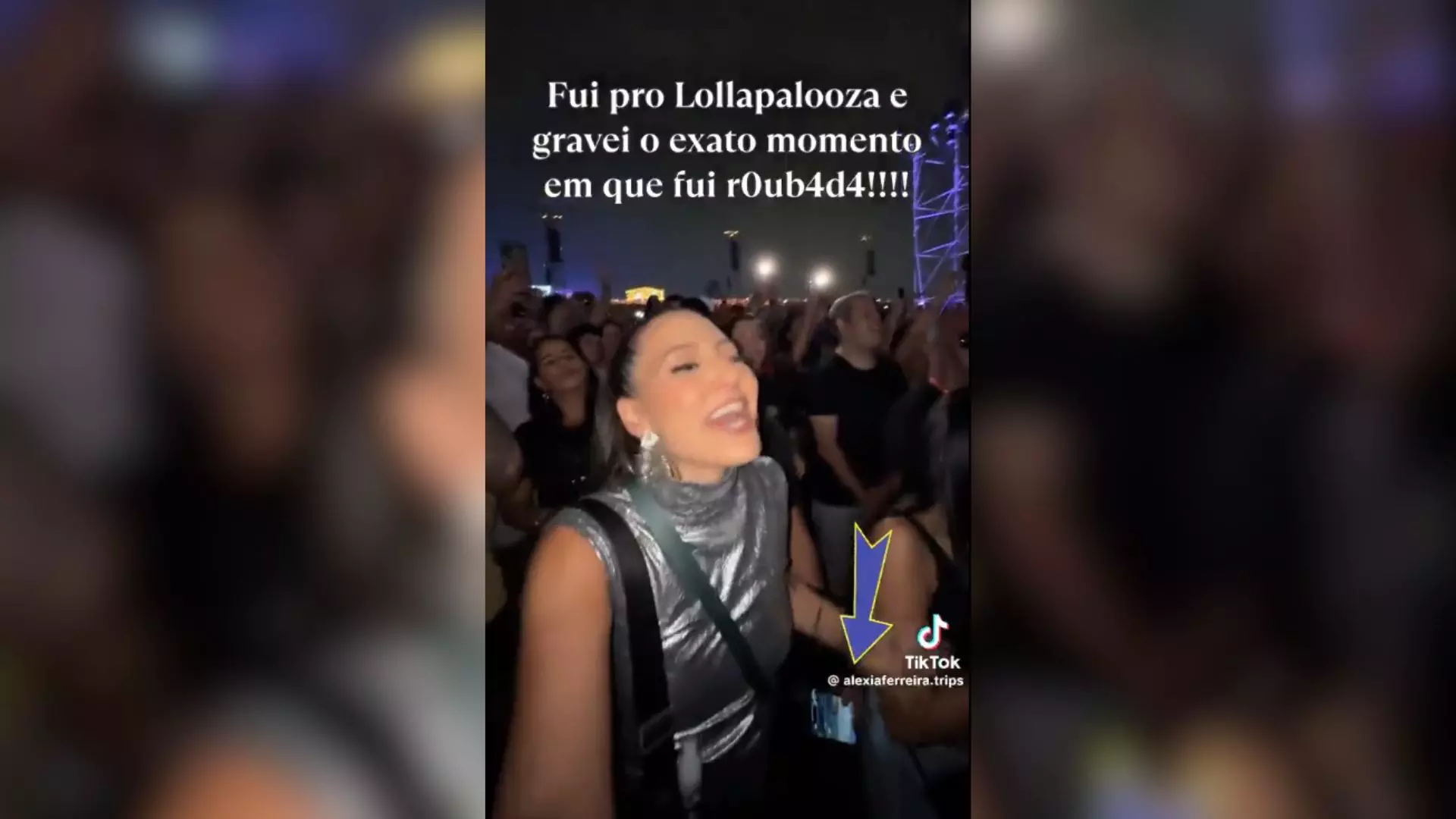 Mulher é furtada durante show no Lollapalooza e registra momento sem querer Mulher é furtada durante show no Lollapalooza e registra momento sem querer