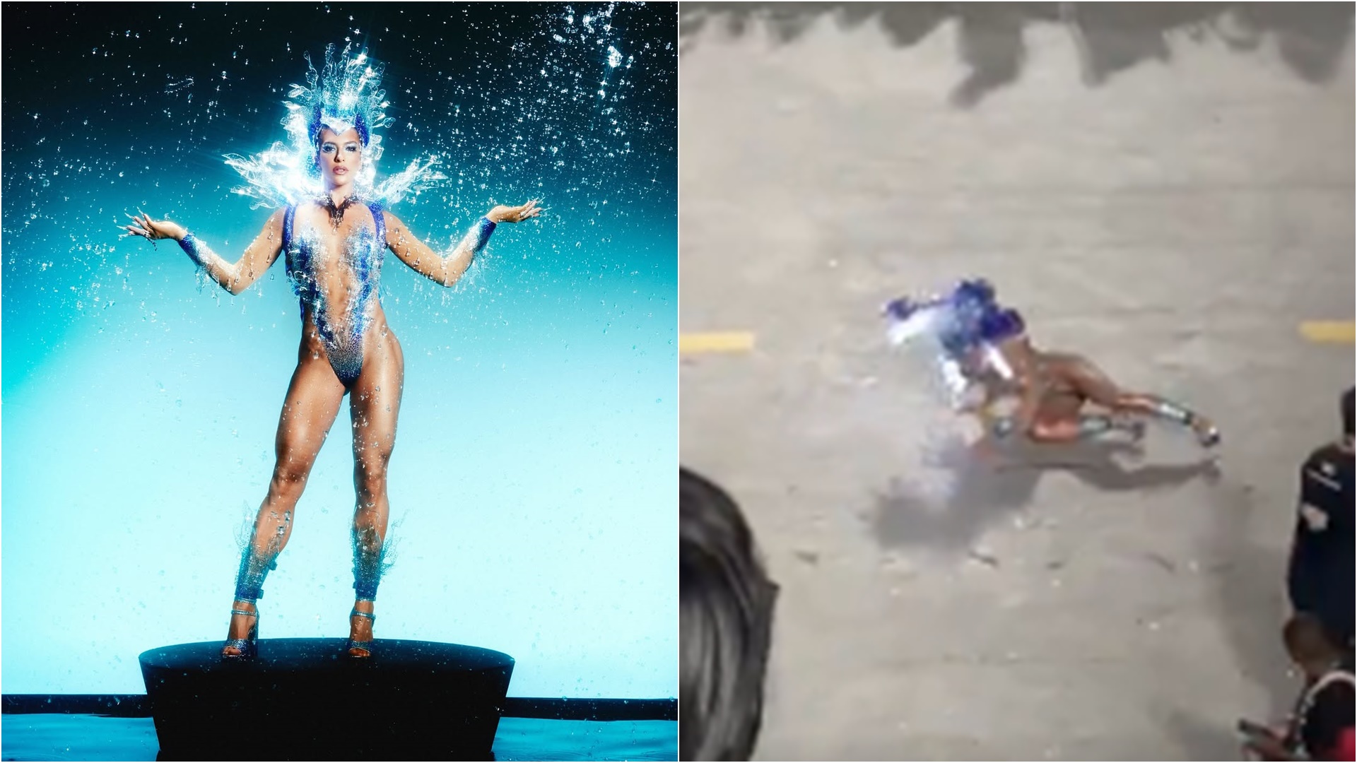 Lore Improta leva pequeno tombo na Sapucaí