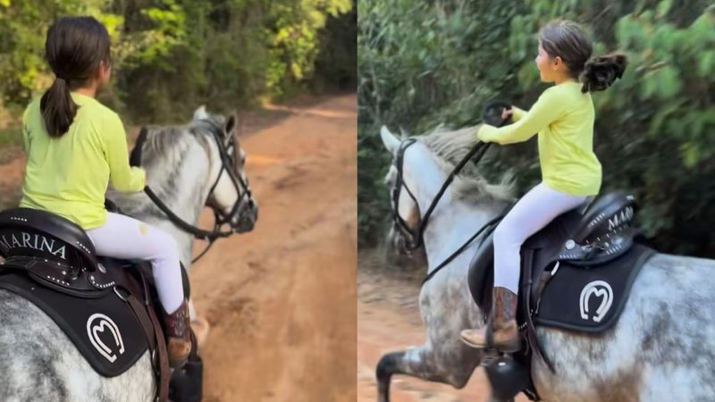 Filha de Ivete Sangalo impressiona com montaria em cavalo Filha de Ivete Sangalo impressiona com montaria em cavalo