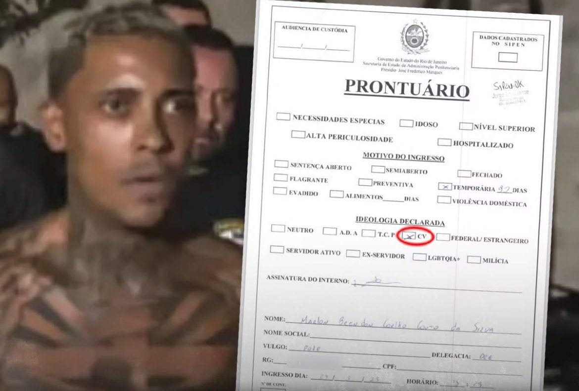 Mc Poze do Rodo afirma ter ligação com o Comando Vermelho (CV)