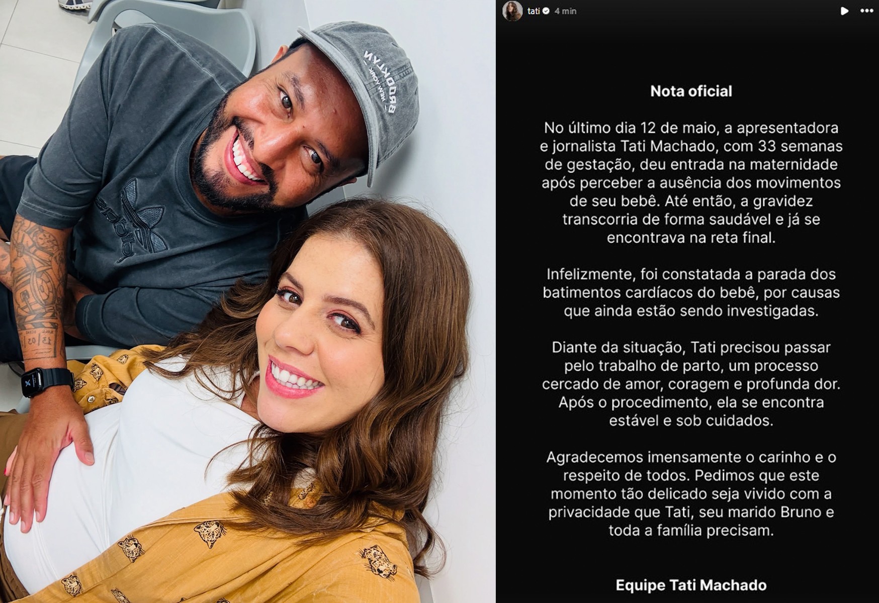 Tati Machado anuncia a perda de seu bebê durante a reta final da gestação Tati Machado anuncia a perda de seu bebê durante a reta final da gestação