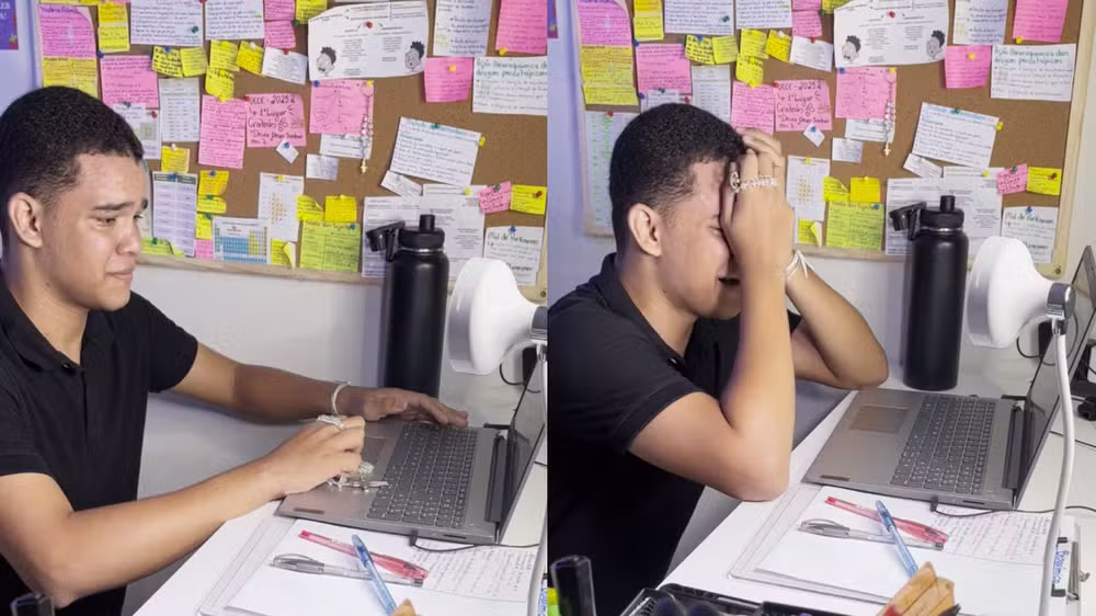 Filho de pedreiro viraliza ao compartilhar o momento em que descobre que foi aprovado em medicina