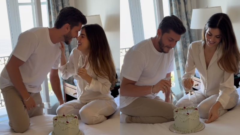 Camila Queiroz e Klebber Toledo anunciam que serão pais de uma menina