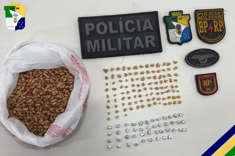 Polícia prende mulher com crack escondido em saco de feijão durante patrulha