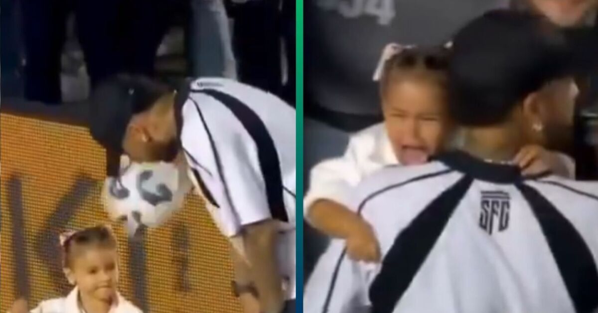 Filha de Neymar leva bolada após jogo e deixa o campo chorando em SP