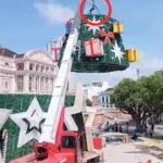 Trabalhador m0rre durante montagem de árvore natalina em Manaus