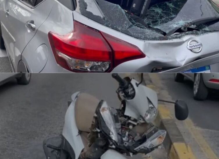 Motociclista fica ferida após colidir na traseira de carro em cruzamento de Aracaju