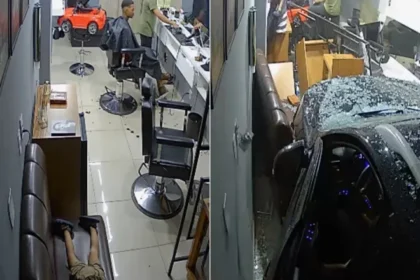 Carro invade barbearia e atinge criança de 4 anos em MG