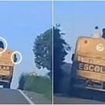 Ônibus escolar é flagrado com alunos no teto e nas janelas no interior do Ceará