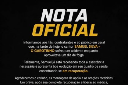 Cantor sergipano sofre acidente durante momento de lazer, e assessoria informa que ele está em recuperação