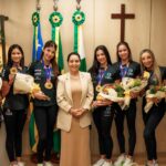 Emília Corrêa recebe atletas da Ginástica Rítmica de Conjunto após conquista inédita no Mundial da categoria