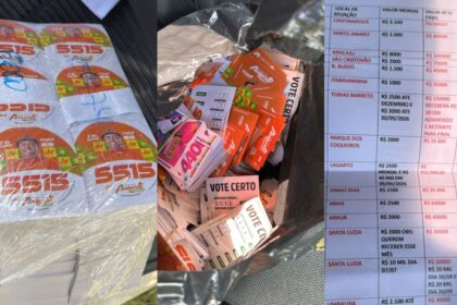 Três pessoas são detidas por suspeita de compra de votos em Lagarto; adesivos do candidato Anderson Zé das Canas foram apreendidos
